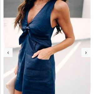 .VICI prep girl linen blend pocketed dress-Navy